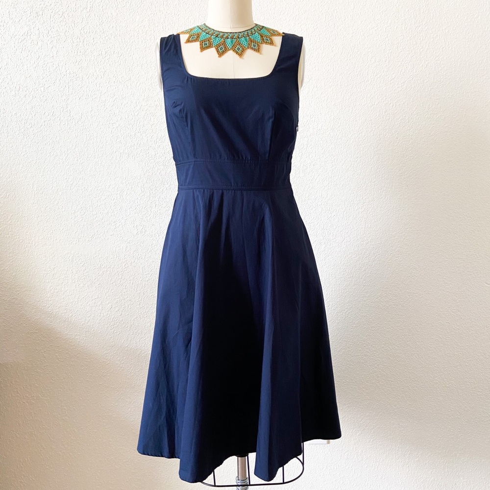 Navy Sleeveless Cotton Dress with Pockets!